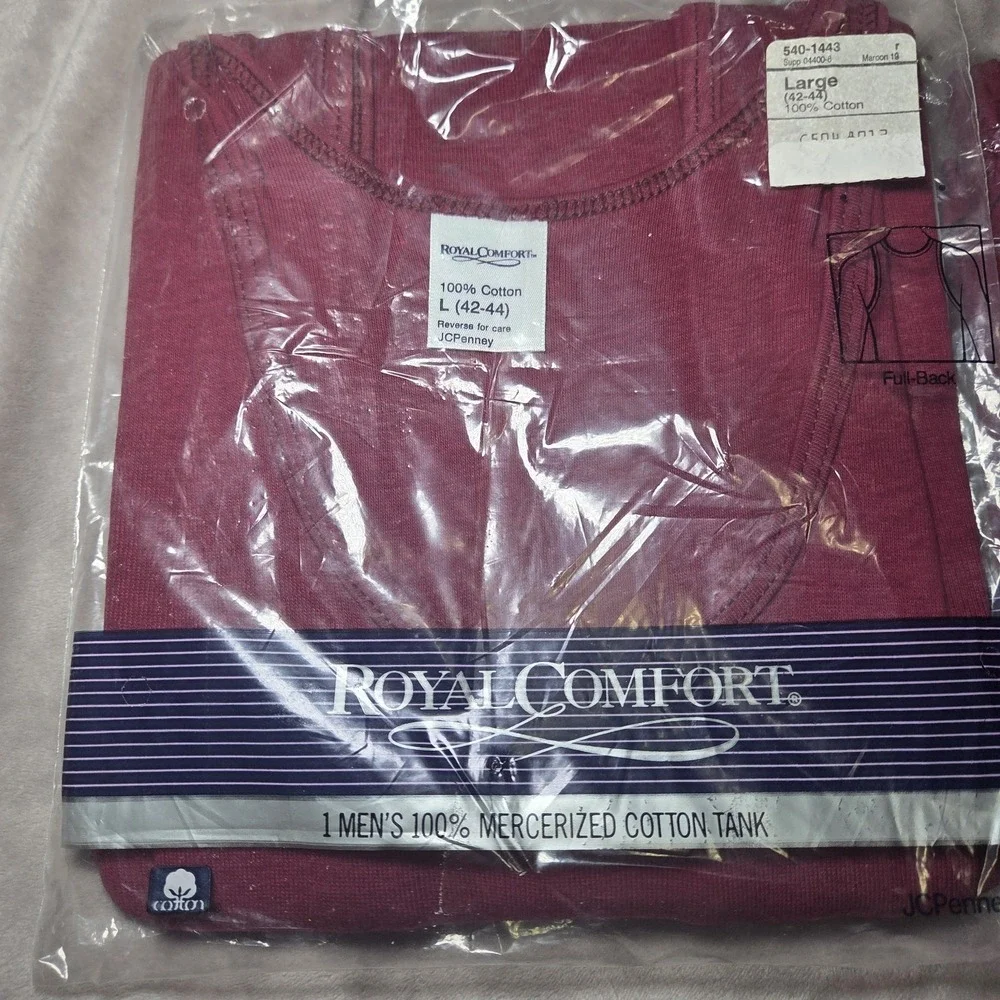Vintage Royal Comfort Men's Mercerized Cotton Tank & Boxer Set Maroon Size Large
